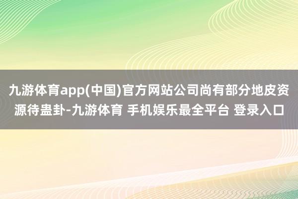 九游体育app(中国)官方网站公司尚有部分地皮资源待蛊卦-九游体育 手机娱乐最全平台 登录入口